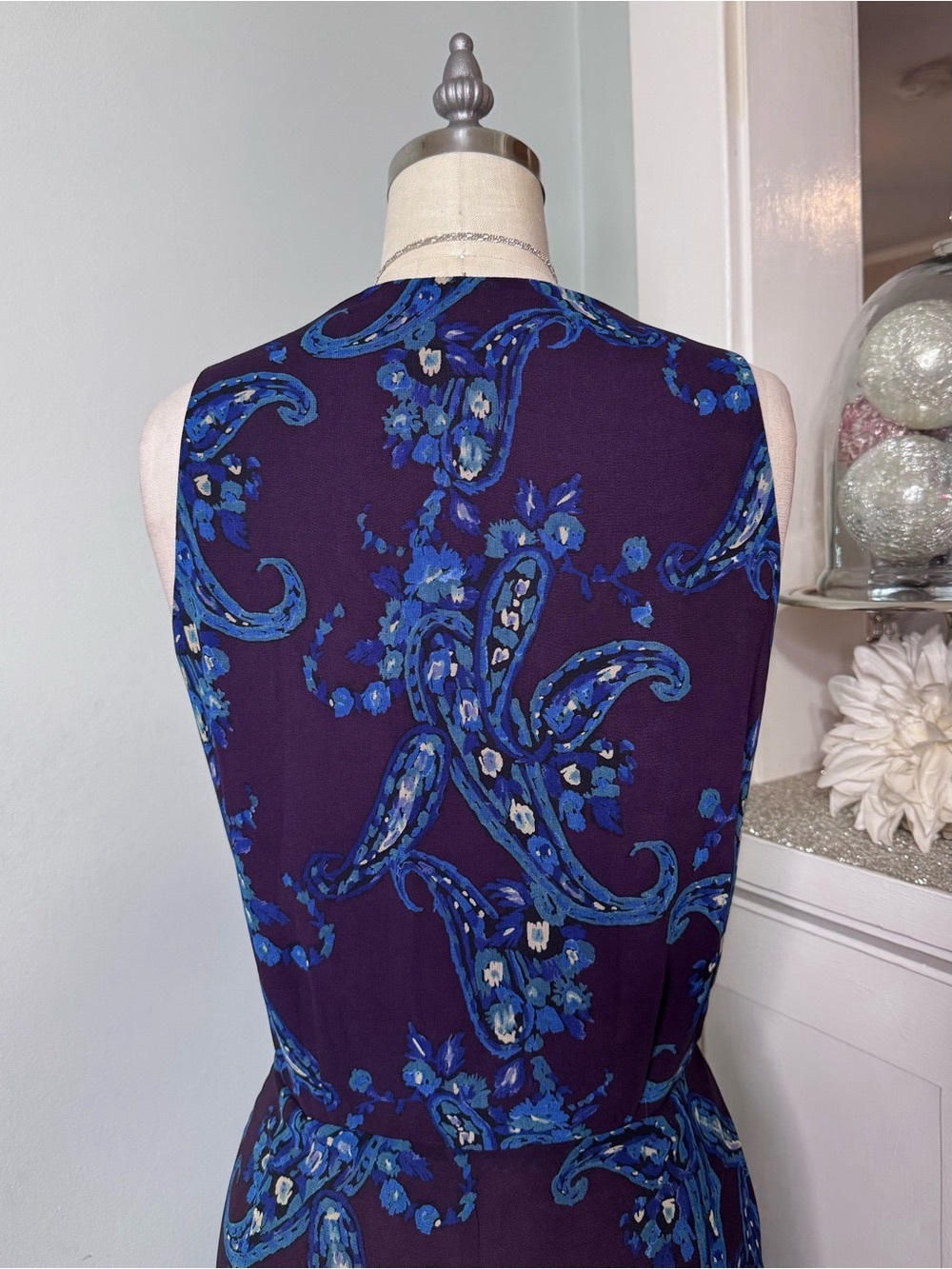 CAbi Treasure Dress Style 3461 Paisley Floral Chiffon Midi Dress Size 12 - Picture 7 of 12